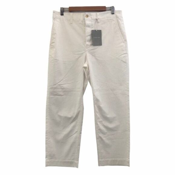 Everlane Chino Pants Women 12 Bone Lightweight Relaxed Straight Leg Button Fly - Picture 4 of 13